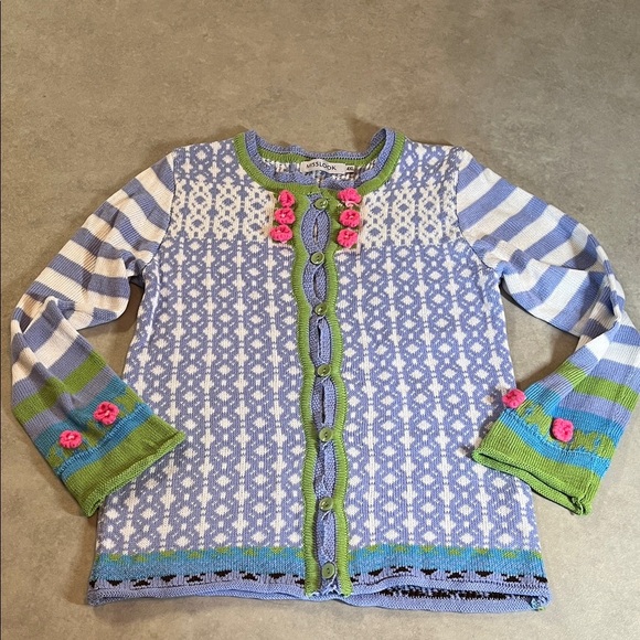 MISS LOOK Vintage Patterned Cardigan with Floral Accents. Small - Picture 8 of 8